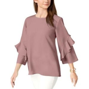 Alfani Mauve Cloud Ruffle Sleev Blouse 0X